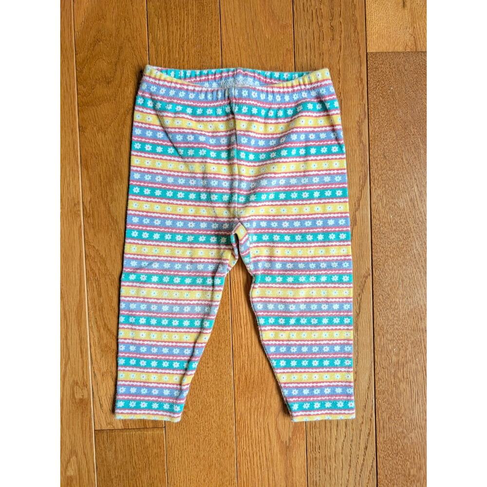 Vintage 90s Gymboree Rainbow Tag Spring Bloom Flower Stripe Leggings Pants XS